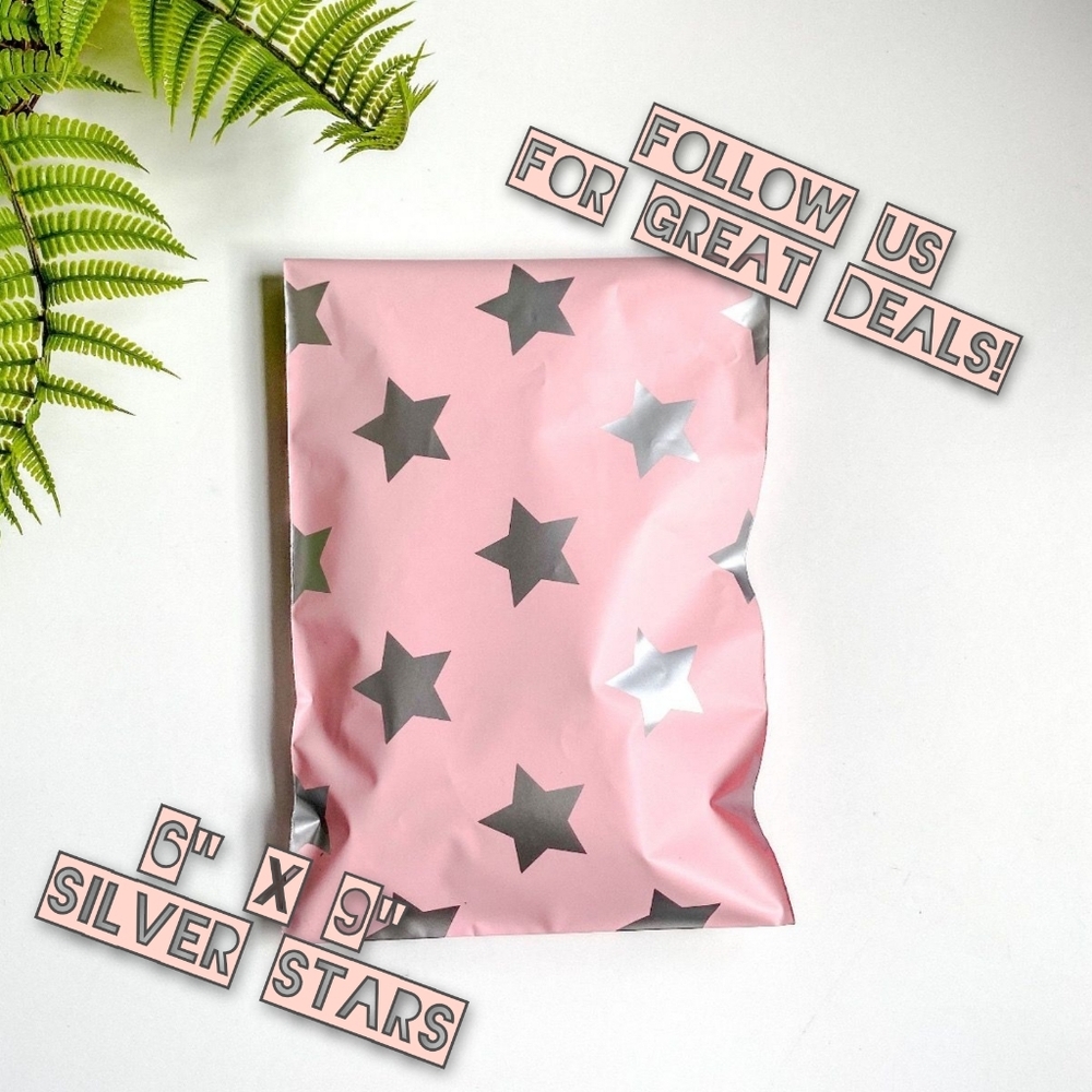 50 Poly Mailers 6x9 Silver Stars